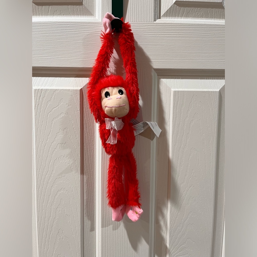 Monkey Hanging Valentines Soft Plush NWT